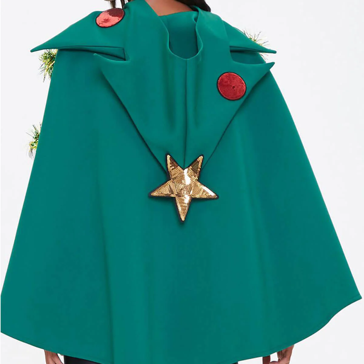 Women Christmas Tree Costume Shiny Sequin Hoodie Cape For 2023 Christmas Party - Image 6