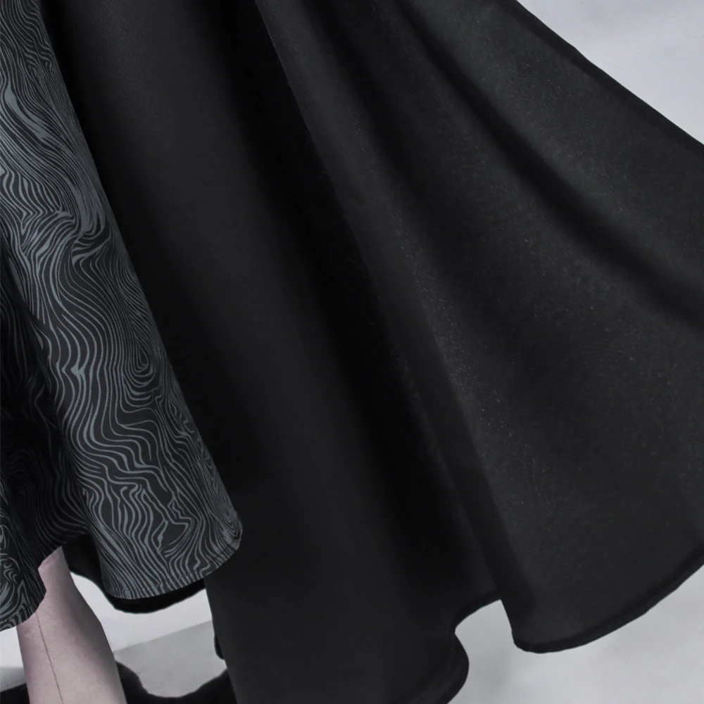 Women Evil Witch Costume Black Brocade Gown with Long Cape Witch Hat for Cosplay - Image 9