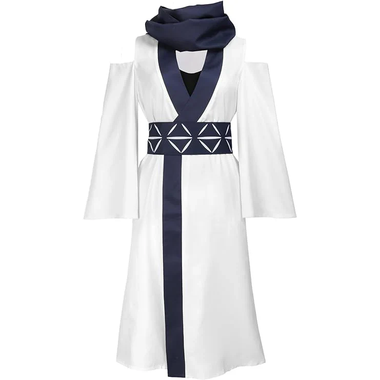 White Fem Sukuna Kimono Dress Belt and Scarf Full Set for Themed Party - Image 3