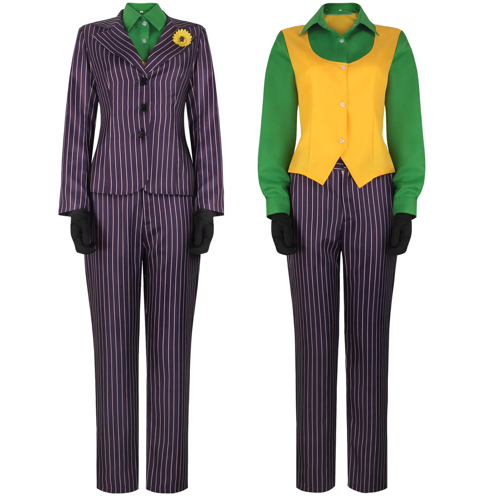 Women Joker Costume Striped Purple Uniform Party Outfit Femal Joker Halloween Suit - Image 2