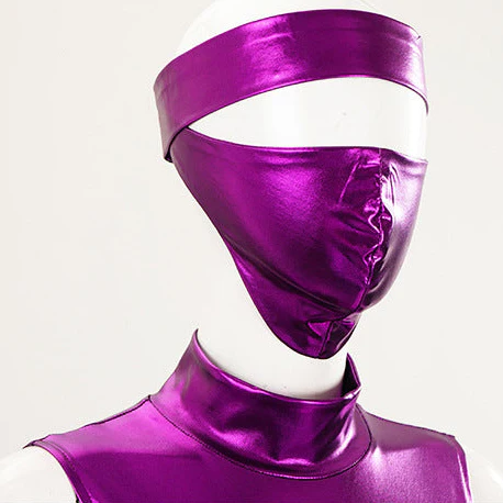 Women Mileena Costume Metallic Purple Warrior Jumpsuit with Mask and Accessories for Masquerade - Image 7