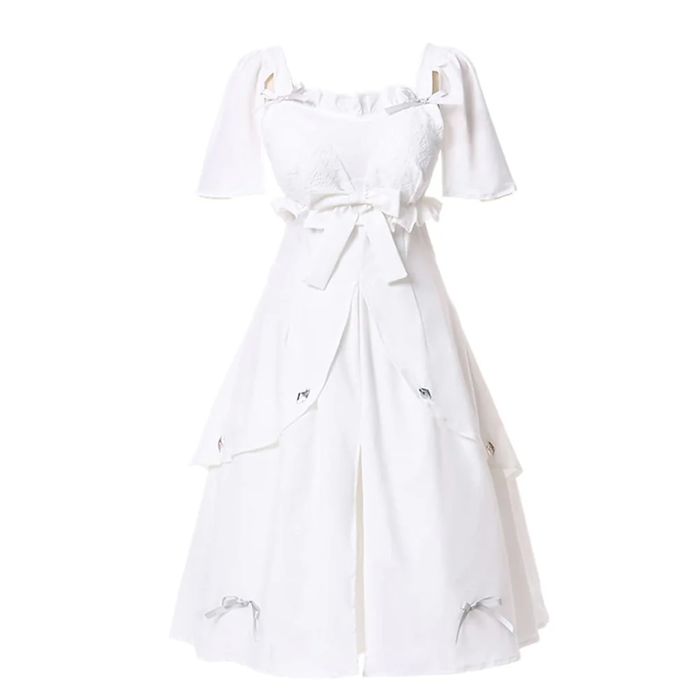 Women Minfilia Costume Game FF14 Ryne White Dress Cosplay Party Outfit - Image 2