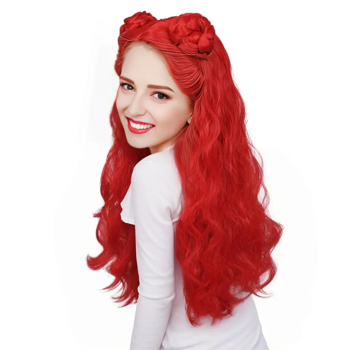 Women Princess Red Outfit Costume and Wig for Halloween Carnival - Image 6