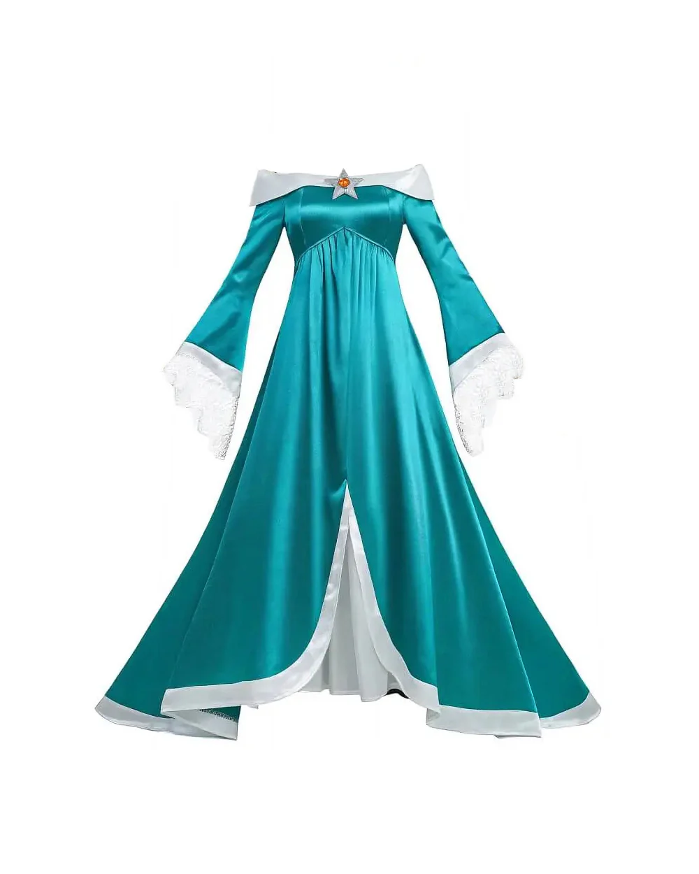 Rosalina Costume The Galactic Princess Turquoise Off-should Dress with Crown Star Wand Set - Image 7