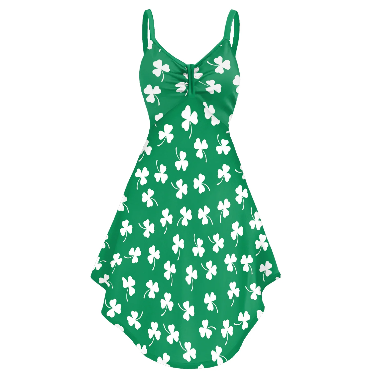 Women St Patricks Day Costume Green Slip Midi Dress for Paddys Day Carnival - Image 5
