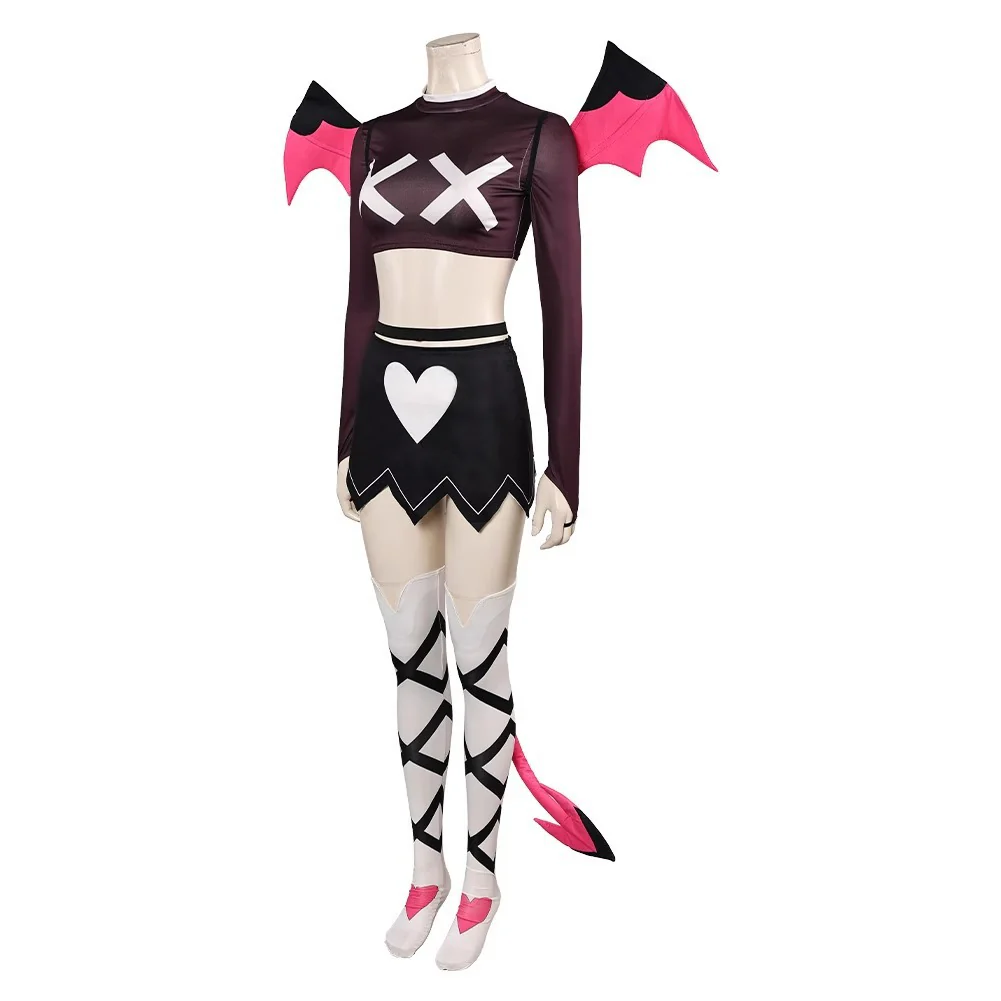 Women Verosika Costume Demon Crop Tops Skirt Wing and Tail Full Set - Image 3