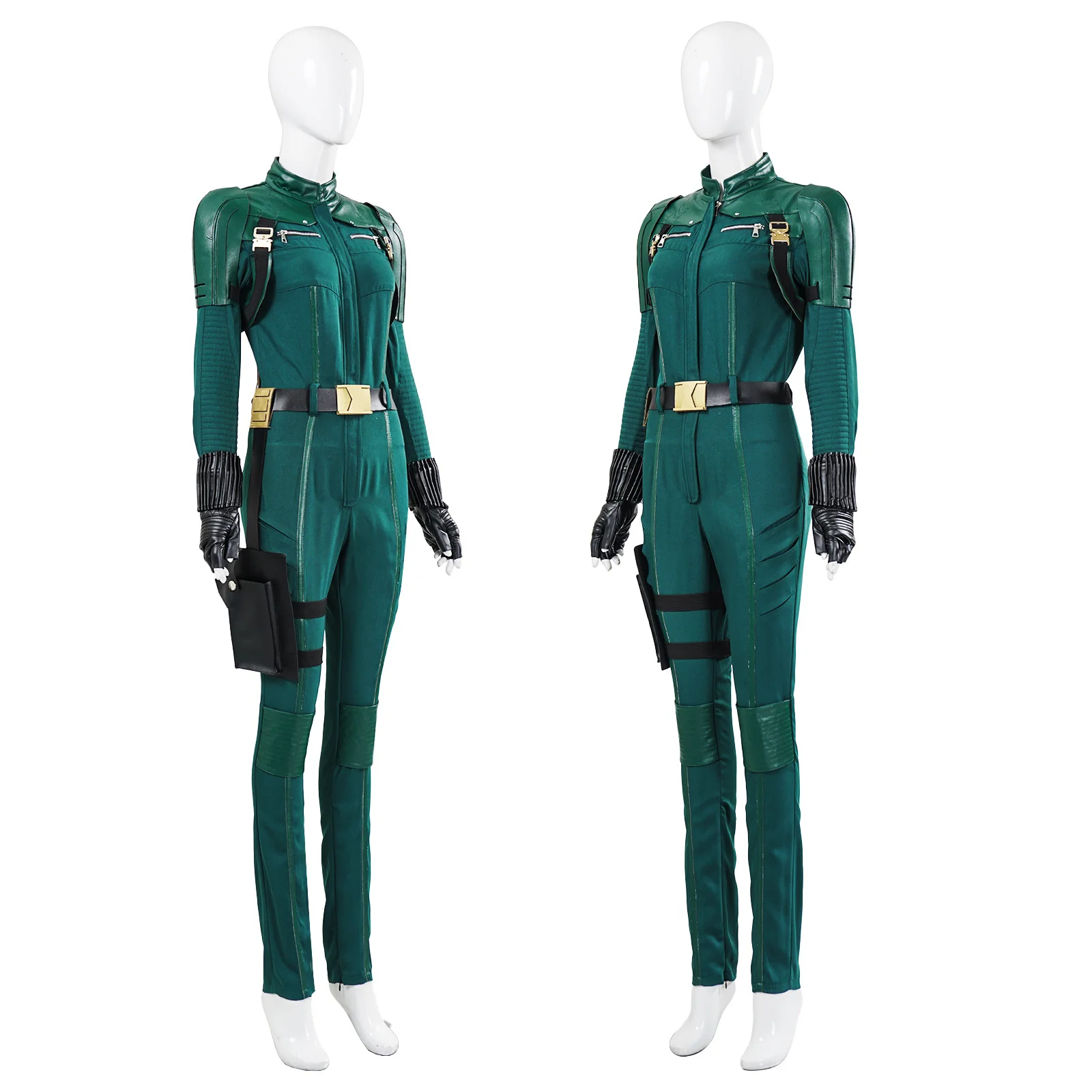 Women Yelena Belova Costume PU Leather Green Jumpsuit with Accessories for Cosplay - Image 4