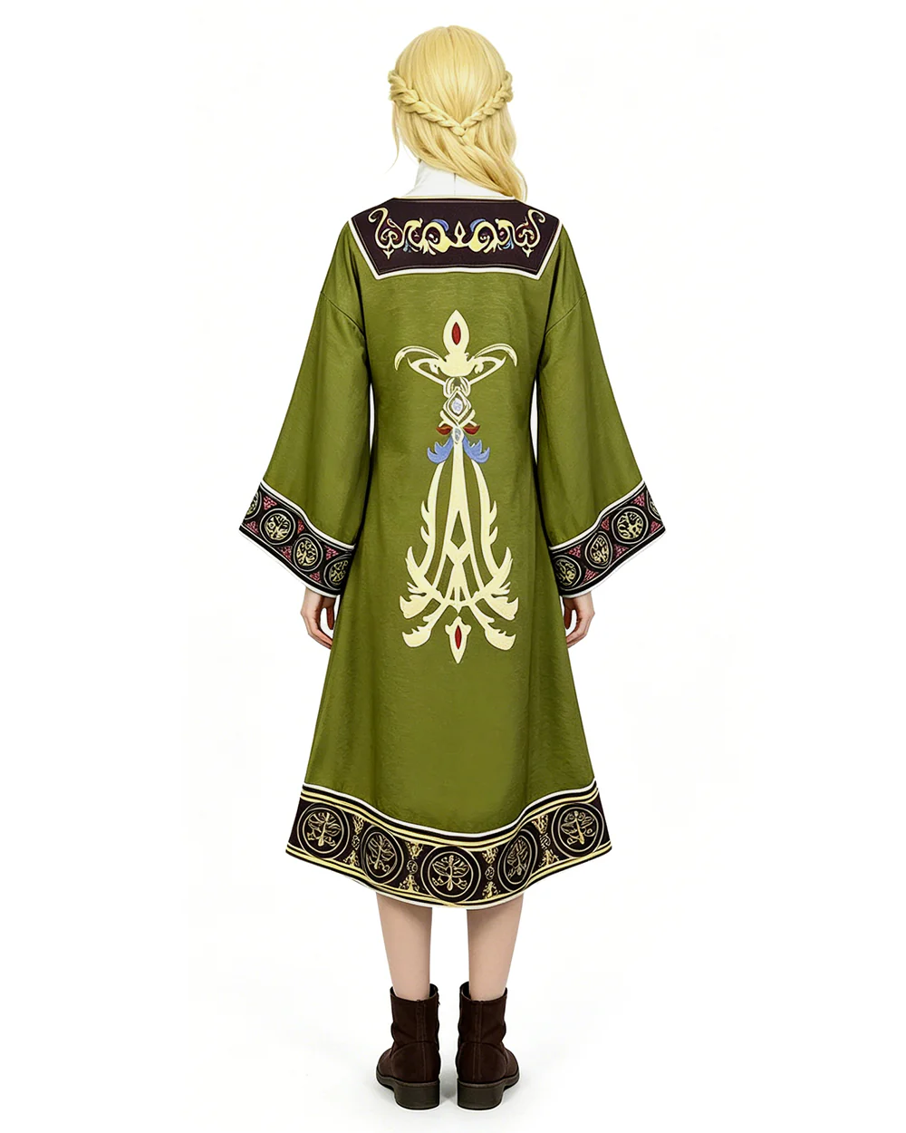 Women's Serpent Princess Costume Dark Green Tunic and Dress Medieval Outfit for Halloween Cosplay - Image 4
