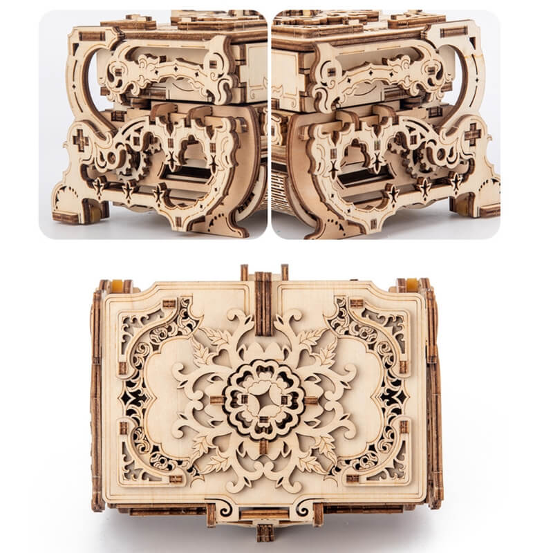 Wooden 3D Puzzle Box DIY Mechanical Transmission Creative Jewelry Box Assembly Model Building Kits - Image 3
