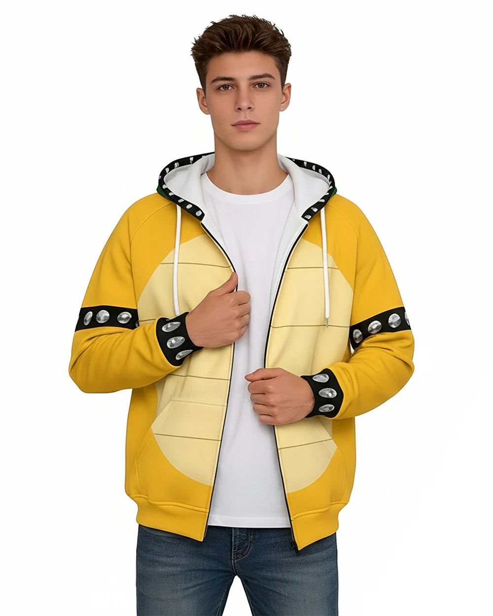 Yellow Monster Costume The Turtle Zip-up Sweatshirt Hoodie for Themed Parties - Image 6