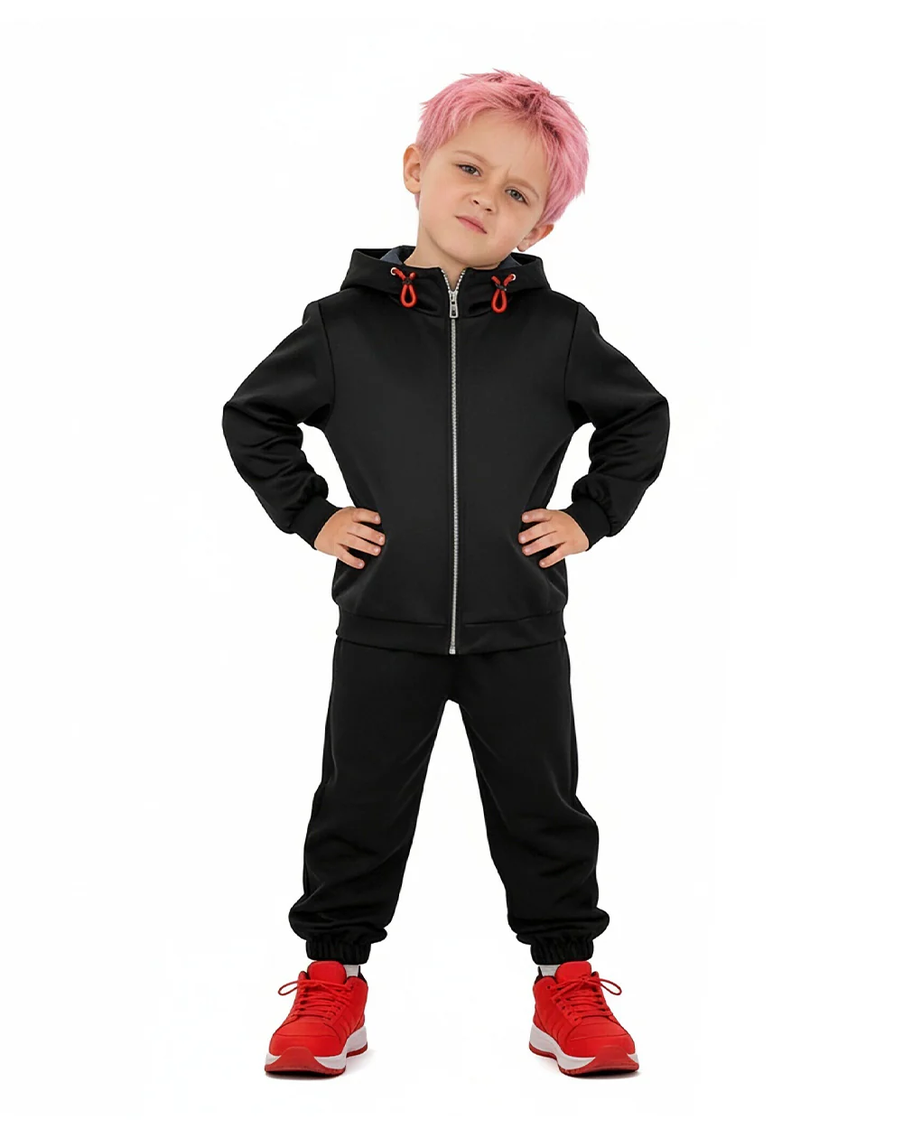 Yuji Tracksuit Black Zip-up Hoodie and Joggers 2pcs Suit for Cosplay Daily Wear - Image 3